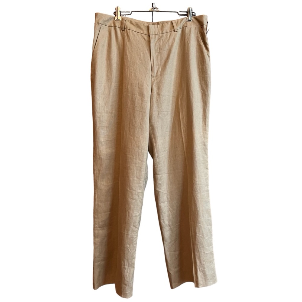 Lauren Ralph Lauren Classic Linen Pants Lined Straight Leg Preppy Coastal Tan
